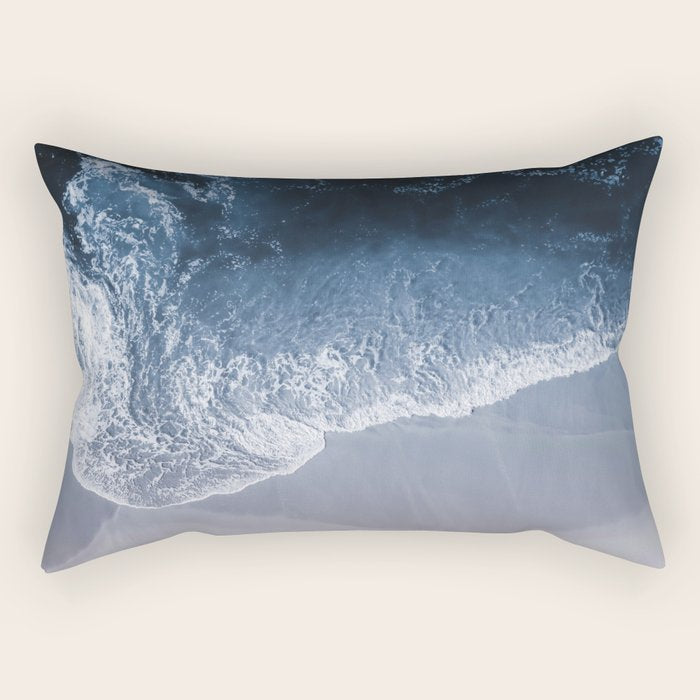 Aerial Ocean Print - Crashing Waves - Beach - Sea Travel photography Rectangular Pillow Gallery Image 1