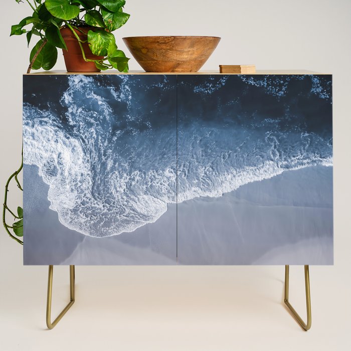 Aerial Ocean Print - Crashing Waves - Beach - Sea Travel photography Credenza Gallery Image 1