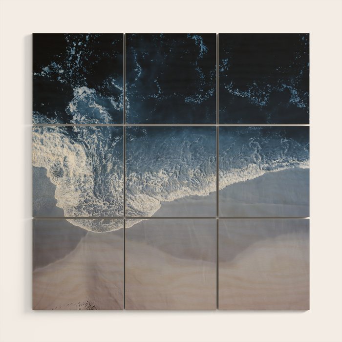 Aerial Ocean Print - Crashing Waves - Beach - Sea Travel photography Wood Wall Art Gallery Image 1