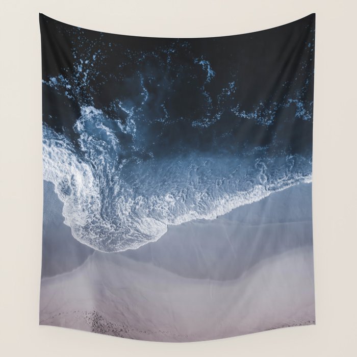 Aerial Ocean Print - Crashing Waves - Beach - Sea Travel photography Wall Tapestry Gallery Image 4