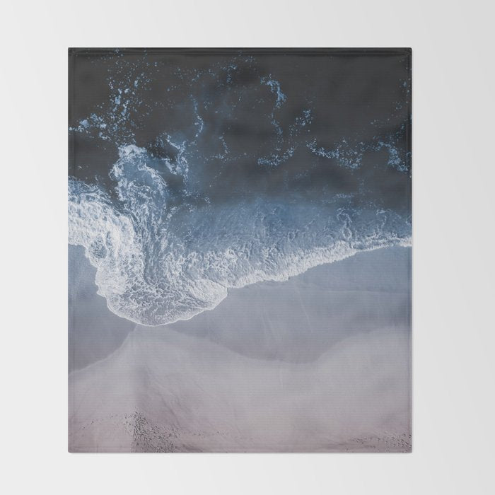 Aerial Ocean Print - Crashing Waves - Beach - Sea Travel photography Throw Blanket Gallery Image 2