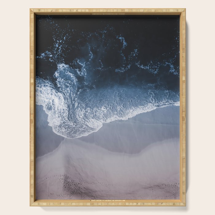 Aerial Ocean Print - Crashing Waves - Beach - Sea Travel photography Serving Tray Gallery Image 1
