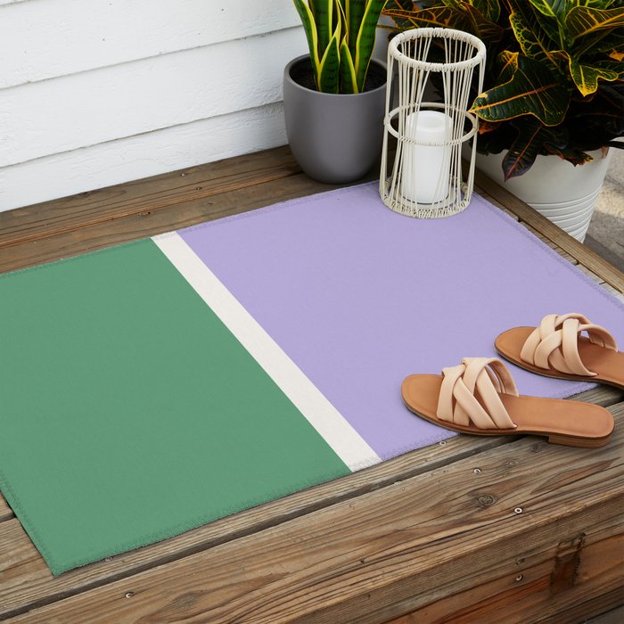 Color Block VIII Purple Green Outdoor Rug Gallery Image 2