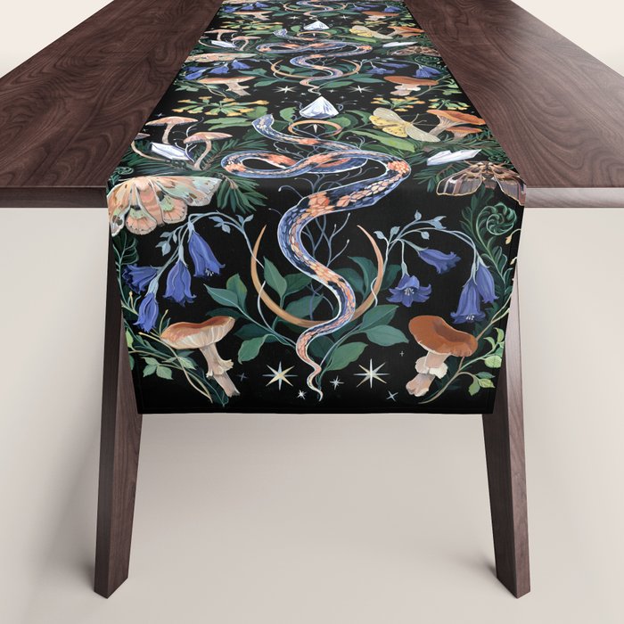 Mushroom Snake Crystals Garden Table Runner Gallery Image 1