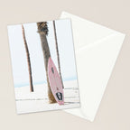California Beach Pink Surfboard Stationery Card Gallery Image 2