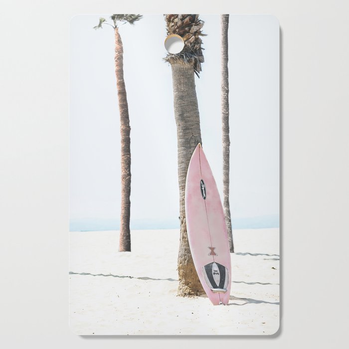 California Beach Pink Surfboard Cutting Board Gallery Image 1
