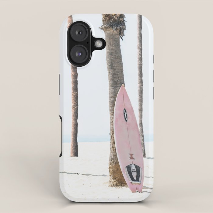 California Beach Pink Surfboard iPhone Case Gallery Image 1