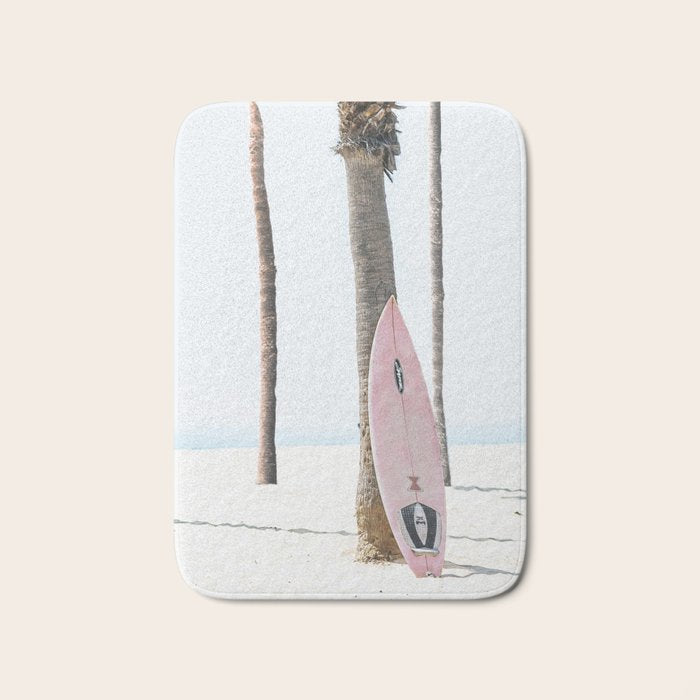 California Beach Pink Surfboard Bath Mat Gallery Image 1