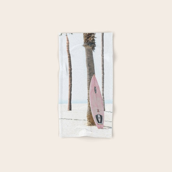 California Beach Pink Surfboard Bath Towel Gallery Image 1