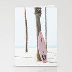 California Beach Pink Surfboard Stationery Card Gallery Image 2