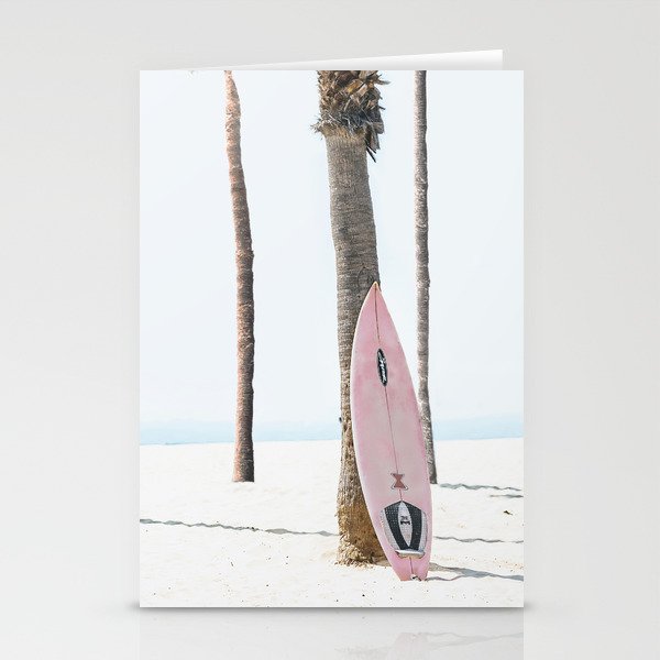California Beach Pink Surfboard Stationery Card Gallery Image 2