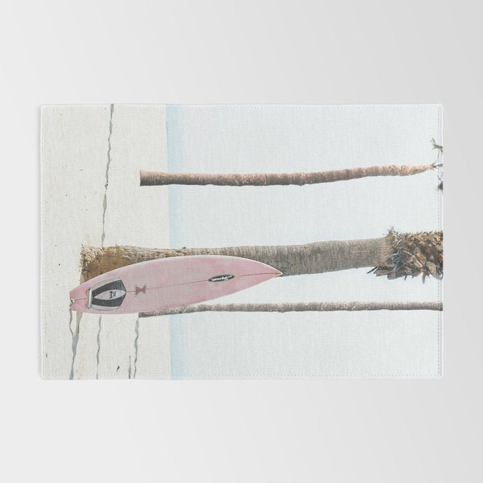 California Beach Pink Surfboard Rug Gallery Image 2