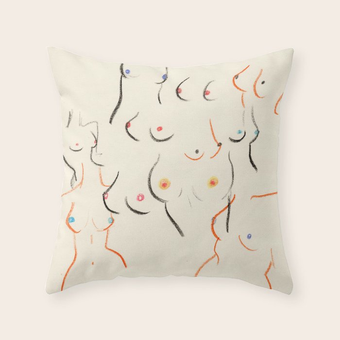 Breasts in Cream Throw Pillow