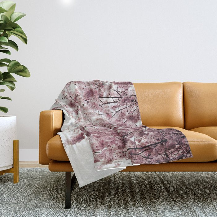 Cherry Blossoms Throw Blanket Gallery Image 1