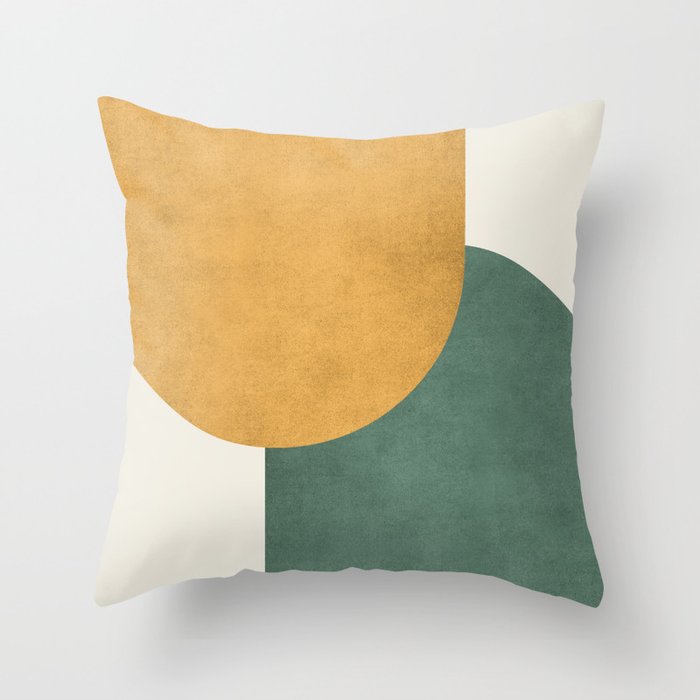 Halfmoon Colorblock 2 - Gold Green  Throw Pillow Gallery Image 6