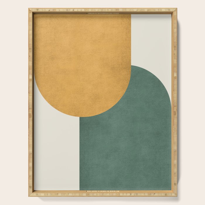 Halfmoon Colorblock 2 - Gold Green  Serving Tray Gallery Image 1
