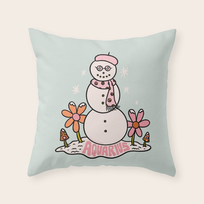 Aquarius Snowman Throw Pillow Gallery Image 6