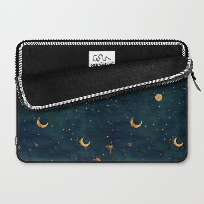 Golden Sun Moon and Stars Radiating the Universes Light Within You Laptop Sleeve Gallery Image 2
