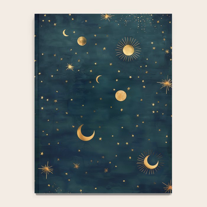 Golden Sun Moon and Stars Radiating the Universes Light Within You Notebook Gallery Image 4