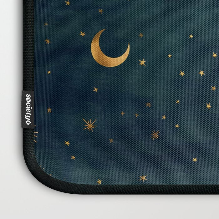 Golden Sun Moon and Stars Radiating the Universes Light Within You Laptop Sleeve Gallery Image 3