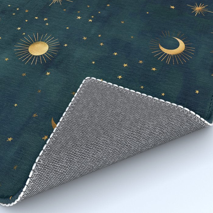Golden Sun Moon and Stars Radiating the Universes Light Within You Rug Gallery Image 4