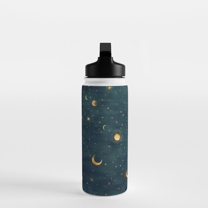 Golden Sun Moon and Stars Radiating the Universes Light Within You Water Bottle Gallery Image 3