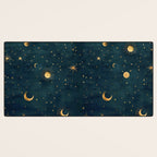 Golden Sun Moon and Stars Radiating the Universes Light Within You Desk Mat Gallery Image 3