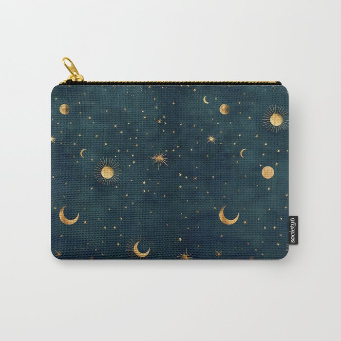 Golden Sun Moon and Stars Radiating the Universes Light Within You Carry All Pouch Gallery Image 1
