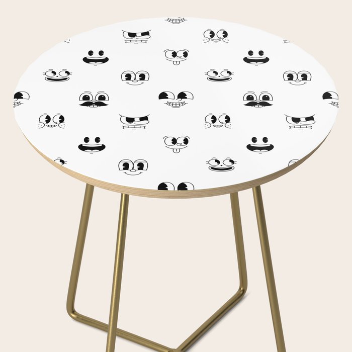 Vintage cartoon mascot face doodle pattern Side Table Gallery Image 2