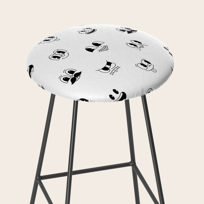Vintage cartoon mascot face doodle pattern Stool Gallery Image 2