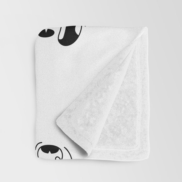 Vintage cartoon mascot face doodle pattern Throw Blanket Gallery Image 3