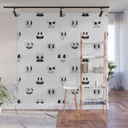 Vintage cartoon mascot face doodle pattern Wall Mural Gallery Image 1