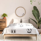 Vintage cartoon mascot face doodle pattern Comforter Gallery Image 3