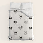 Vintage cartoon mascot face doodle pattern Duvet Cover Gallery Image 6