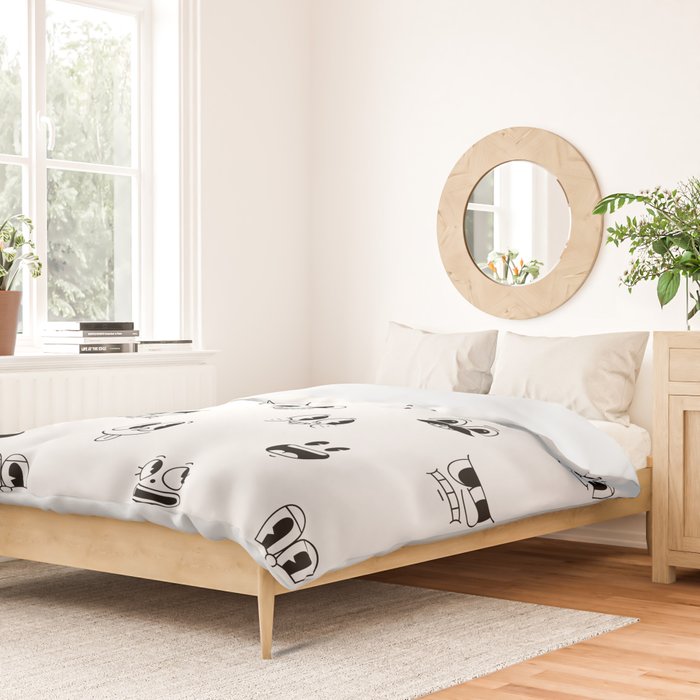 Vintage cartoon mascot face doodle pattern Duvet Cover Gallery Image 2