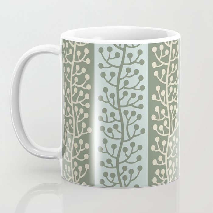 Mid Century Modern Berry Vine Sage and Mint Green Coffee Mug Gallery Image 3
