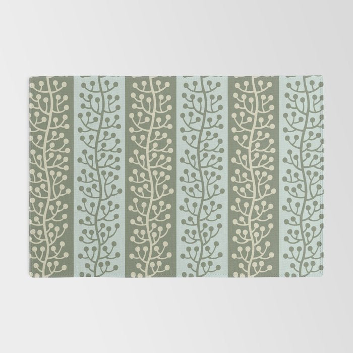 Mid Century Modern Berry Vine Sage and Mint Green Rug Gallery Image 2