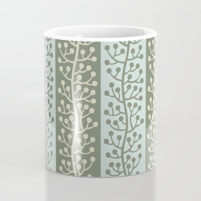 Mid Century Modern Berry Vine Sage and Mint Green Coffee Mug Gallery Image 4