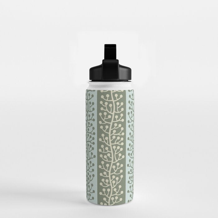 Mid Century Modern Berry Vine Sage and Mint Green Water Bottle Gallery Image 2
