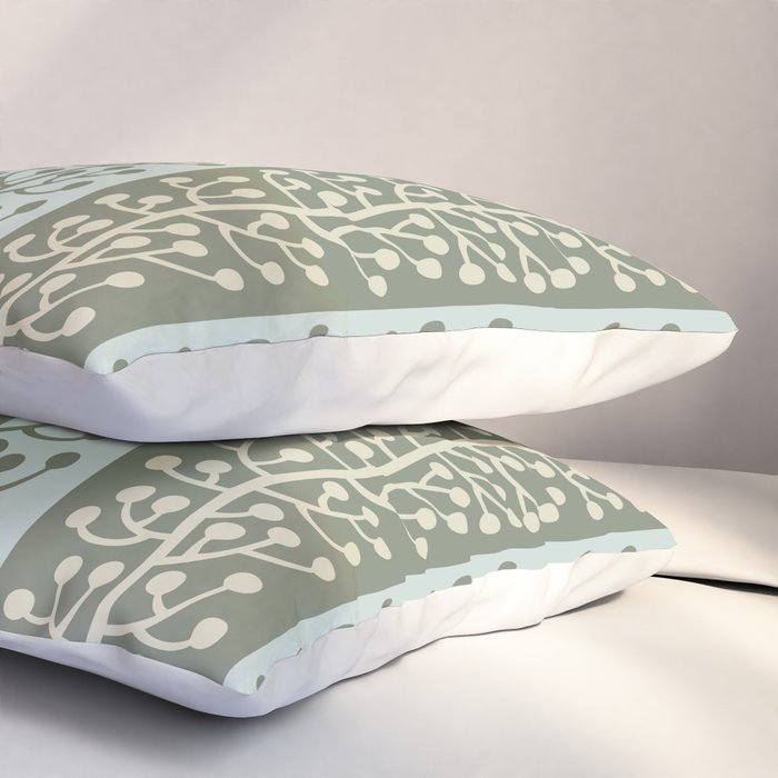 Mid Century Modern Berry Vine Sage and Mint Green Pillow Sham Gallery Image 3