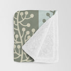 Mid Century Modern Berry Vine Sage and Mint Green Throw Blanket Gallery Image 3