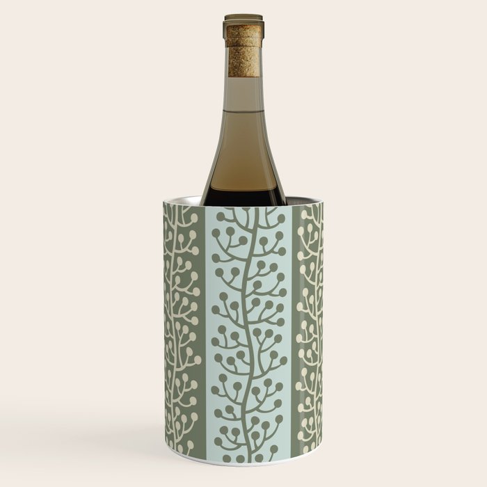 Mid Century Modern Berry Vine Sage and Mint Green Wine Chiller Gallery Image 2