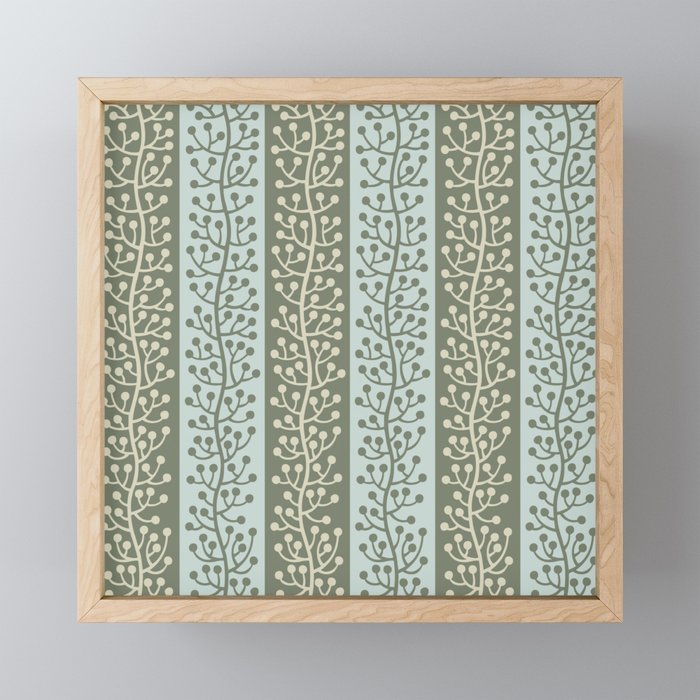 Mid Century Modern Berry Vine Sage and Mint Green Mini Art Print Gallery Image 1