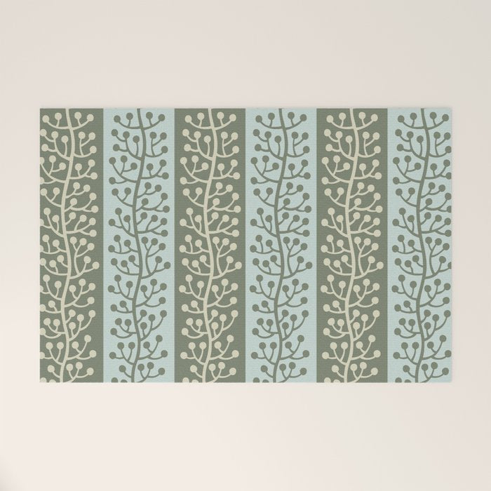 Mid Century Modern Berry Vine Sage and Mint Green Welcome Mat Gallery Image 1