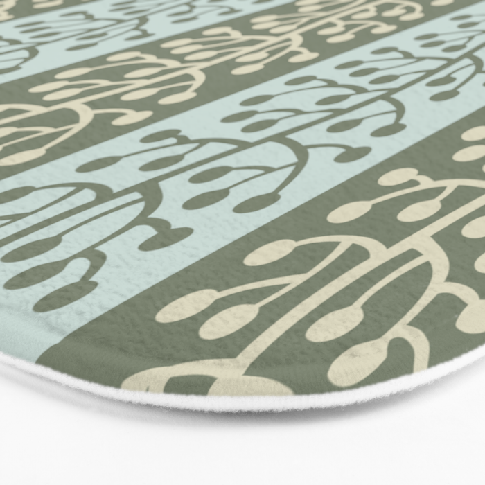 Mid Century Modern Berry Vine Sage and Mint Green Bath Mat Gallery Image 3