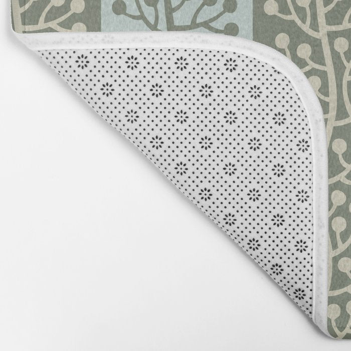 Mid Century Modern Berry Vine Sage and Mint Green Bath Mat Gallery Image 2