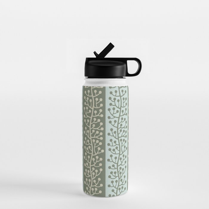 Mid Century Modern Berry Vine Sage and Mint Green Water Bottle Gallery Image 1