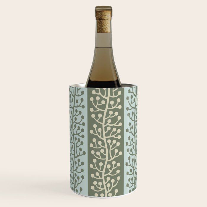 Mid Century Modern Berry Vine Sage and Mint Green Wine Chiller Gallery Image 3