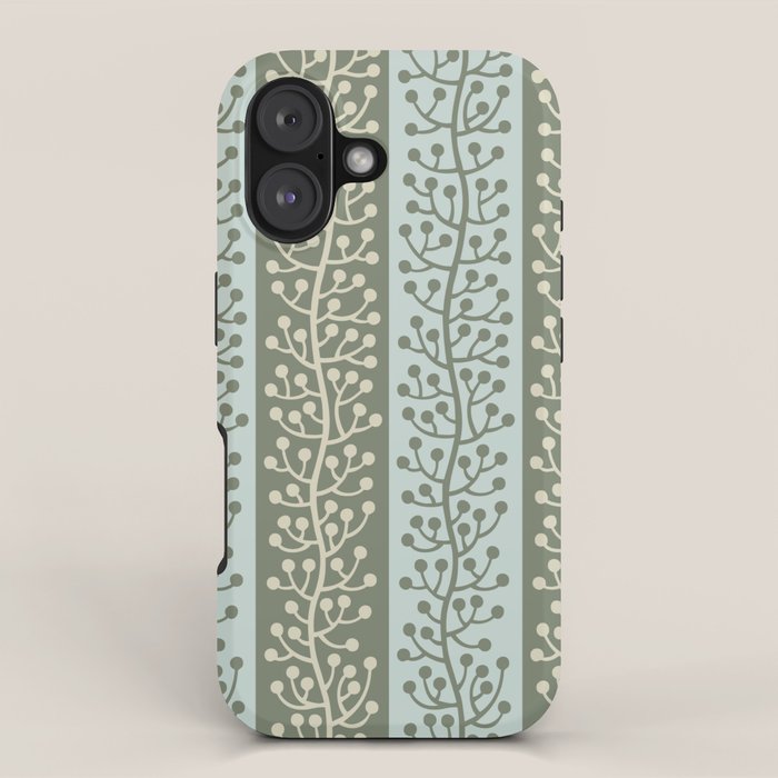 Mid Century Modern Berry Vine Sage and Mint Green iPhone Case Gallery Image 1