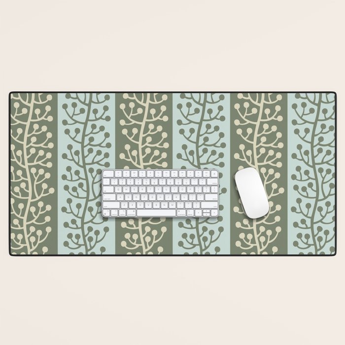 Mid Century Modern Berry Vine Sage and Mint Green Desk Mat Gallery Image 1
